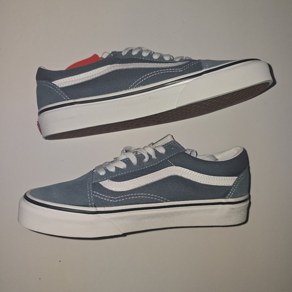 New Vans Old Skool Sneakers Blue Canvas Suede Classic Skate Shoes - Picture 2 of 5